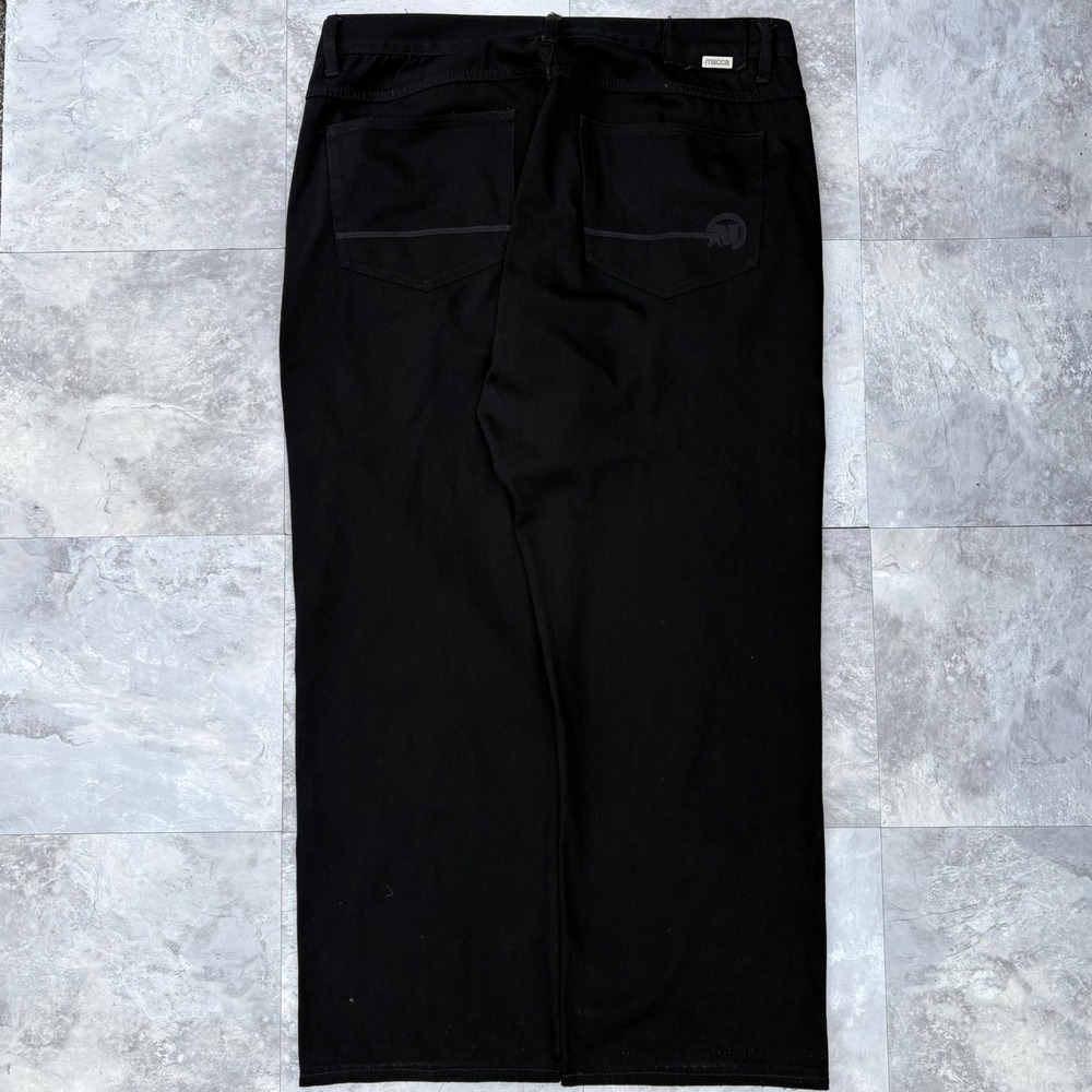 Mecca USA Mens Black Denim Jeans Classic Fit Wide Leg Streetwear 44x30 (Fits 42)